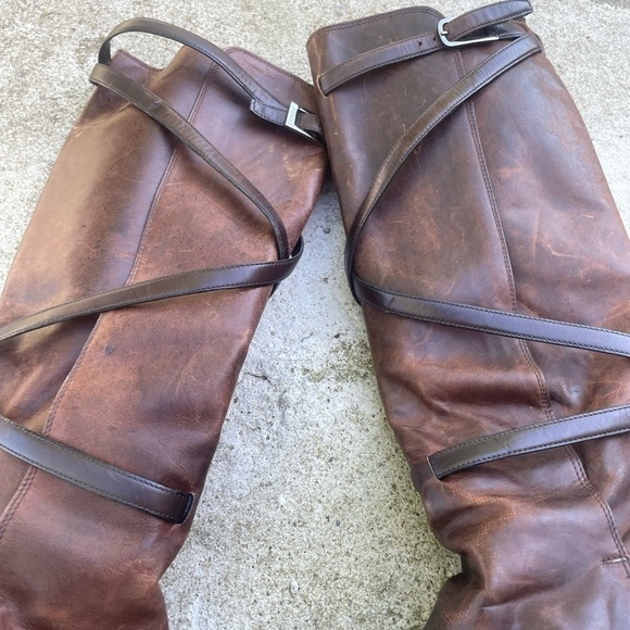 Vintage y2k Fendi bronze knee high strapy boots - Picture 2 of 9